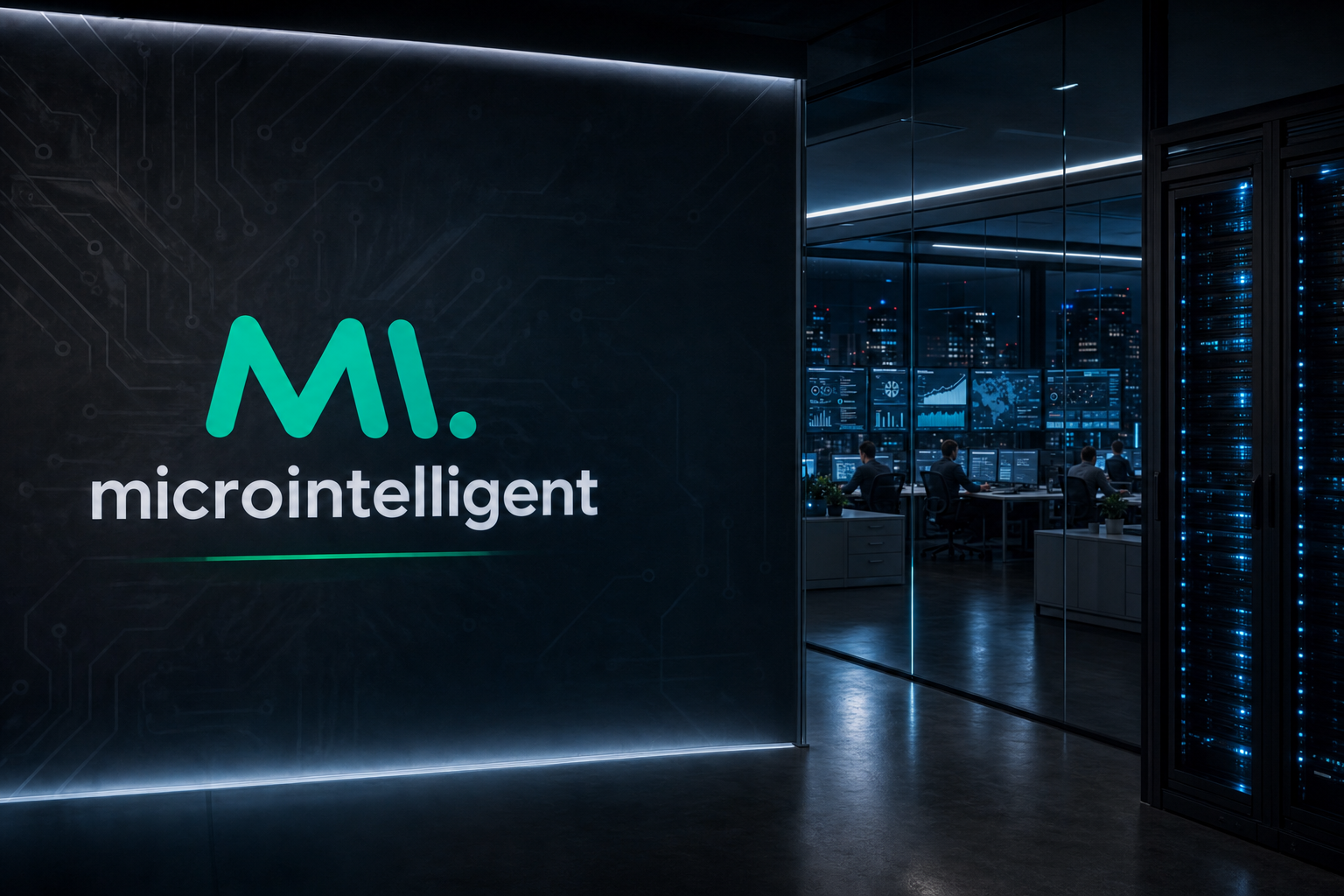 Centro de operaciones tecnológicas de Microintelligent con equipo de soporte y servidores